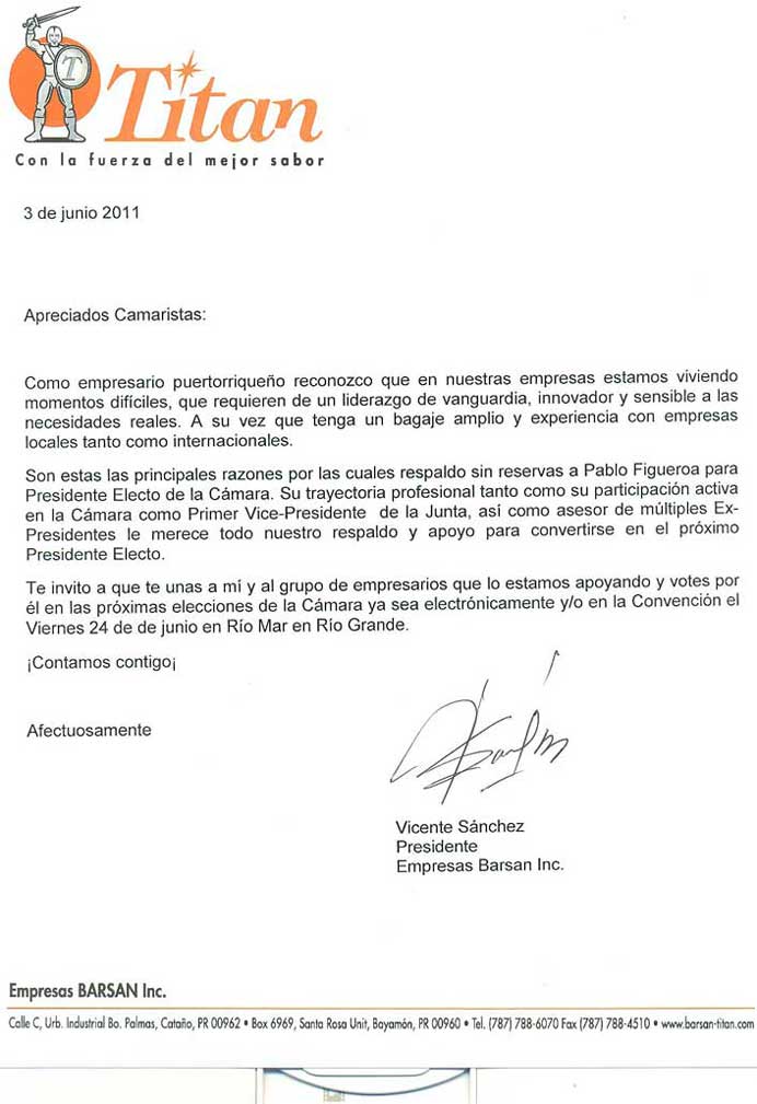 Continua Apoyo Empresarial: Vicente Sánchez , Presidente 